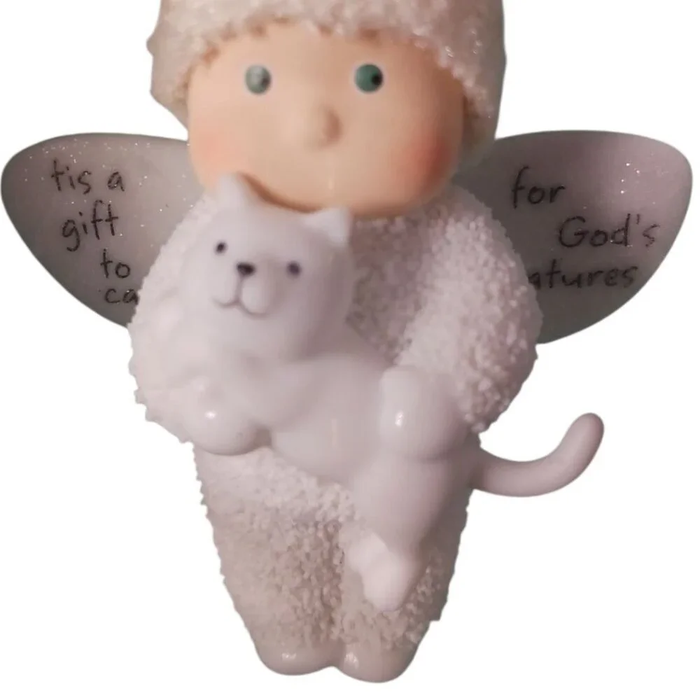 Department 56 Tis A Gift to care Of God's  Snow  Angel Ornament Holding Cat